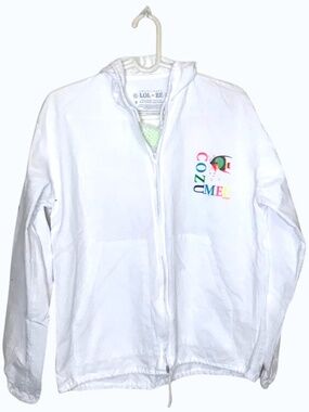 Vintage Cozumel Mexico Windbreaker Jacket • Graphic Fish Print •S/M Zip Hoodie